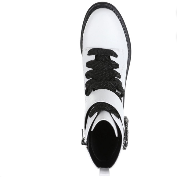 BRAND NEW IN BOX. Sam & Libby Samantha White Embellished Combat Boots Size 10 - Picture 3 of 8